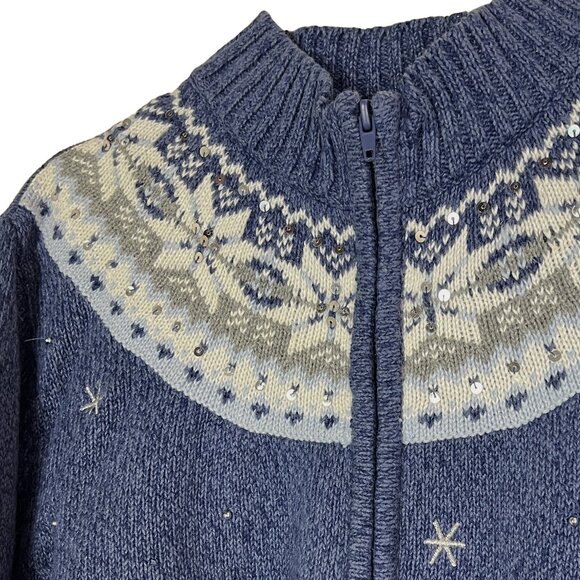 Crystal Kobe Fair Isle Snowflake Cardigan Sweater - Picture 3 of 9